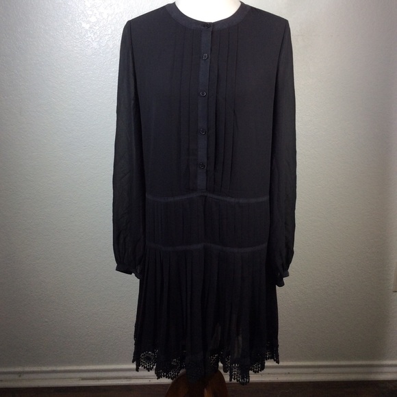 Tory Burch Sydney Black Pleated Silk Dress - Picture 2 of 16